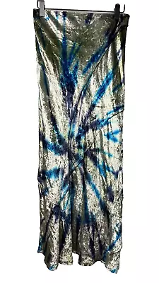 Free People Serious Swagger Tie Dye Velvet Midi Skirt Women's Small Boho Swirl • $29