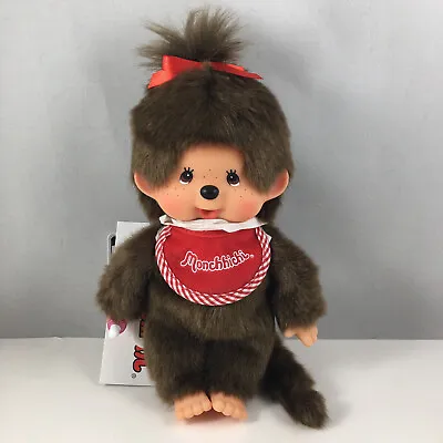 MONCHHICHI GIRL Sekiguchi 7.75 H Original Red Bib Collectible Plush Monkey Doll • $64.95