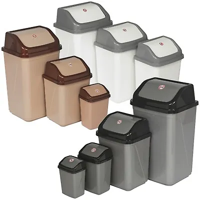 5L/20L/30L/50L Plastic Waste Recycling Bin Can With Swing Lid Kitchen Bathroom • £6.99