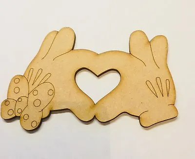 £3.20 • Buy Mdf Mickey And Minnie Hands Love Size 110mm X 70mm Craft Blank Wooden 3 Mm Mdf