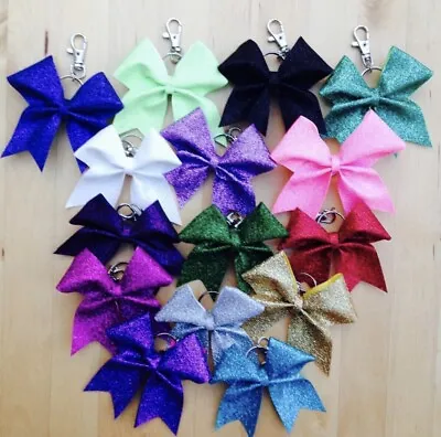  Cheerleading Glitter Keyring Cheer Bag Charm Free Name Customized   27 Colours • £5