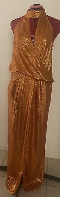 $20 • Buy ASOS BNWT Sequin Copper High Neck Backless Size 10 Gown- India