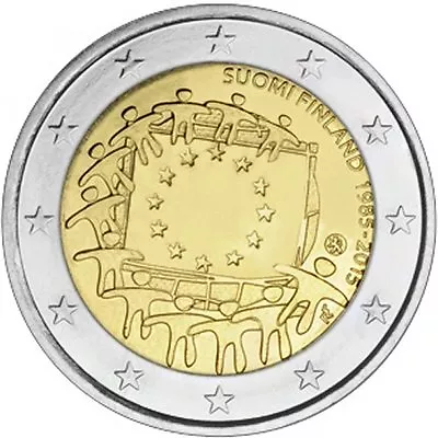2015 Finland € 2 Euro Uncirculated UNC Coin  European Union (EU) Flag 30 Years  • $7.05