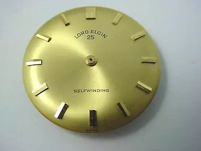 Gold 28.3mm Vintage Watch Dial Lord Elgin Selfwinding Gold Stick Markers NOS • $49