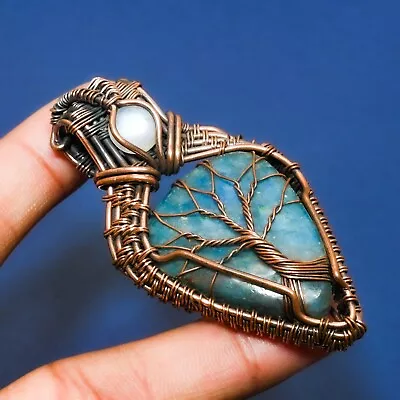Neon Blue Apatite Rainbow Moonstone Gemstone Handmade Gift Jewelry Pendant 2.46  • $9.99