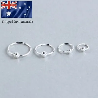 $3.89 • Buy 925 Sterling Silver Sleeper Ring Bead Earrings Lip Ear Nose Body Piercing