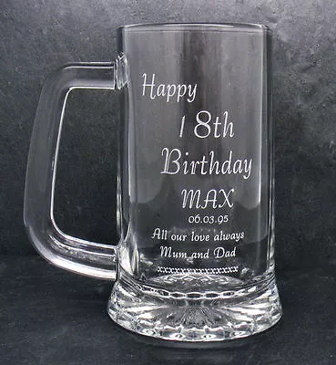 Personalised 1 Pint Glass Tankard 18th 21st 30th Birthday Free Gift Box LH • £13.99