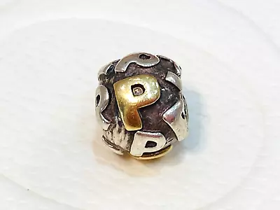 Authentic Pandora Silver Gold Two Tone Alphabet Letter P Charm 790298 Retired • $79