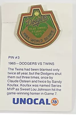 Los Angeles Dodgers 1965 World Series Dodgers Vs. Minnesota Twins Pin Unocal76 • $9.99