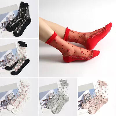 $2.58 • Buy Womens Girls Transparent Thin Lace Socks Summer Breathable Short Ankle Socks