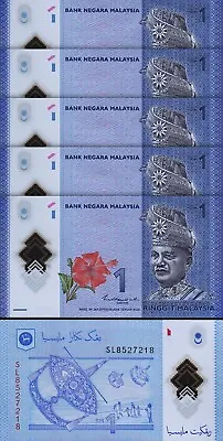 Malaysia 1 Ringgit Nd 2021 UNC 5 PCS LOT Polymer P-51c New Signature • $3.25