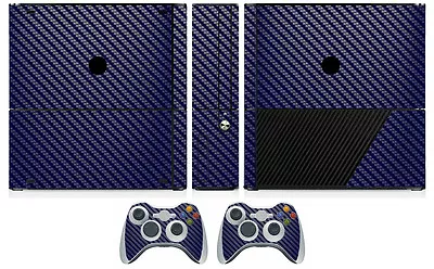 Blue Carbon Fiber Vinyl Skin Sticker For Xbox360 Slim E And 2 Controller Skins • $9.99