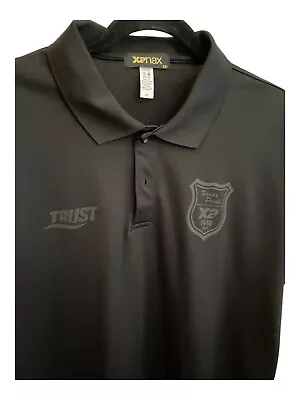 $175 • Buy Xanax Brand Pharmacy Rep RX Black Polo Trust & Logo Shield On Chest Mens RARE