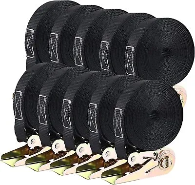 10x Heavy Duty Ratchet Tie Down Straps Car Roof Rack Belts Quick Release 6m*25mm • £23.99