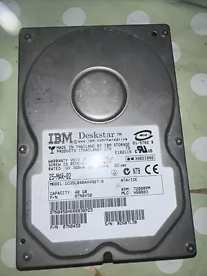 IBM Deskstar IC35L040AVVN07-0 PATA IDE 40GB 3.5  Hard Drive - Used & Tested • £13