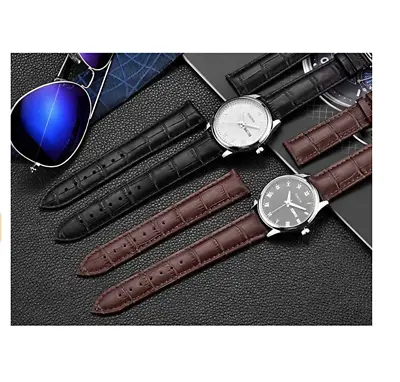£2.99 • Buy Watch Strap Replacement Black Brown Mens Ladies Unisex SOFT Leather Band 8-22mm 