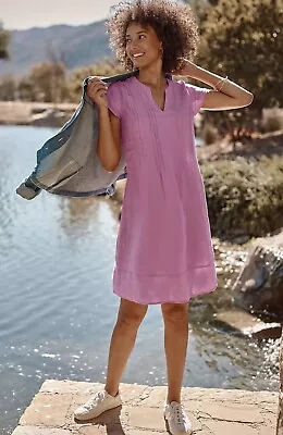 J Jill Linen Pintucked Shirt Dress Sz Med Petite Lilac Summer Comfy Pockets! • $34