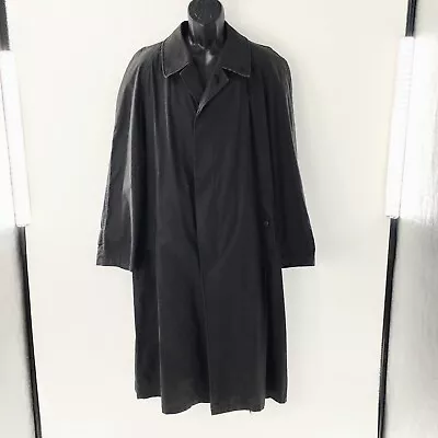 Vtg Burberrys Mens Trench Coat Black Cotton Single Breasted Lightweight Sz 44 • $120