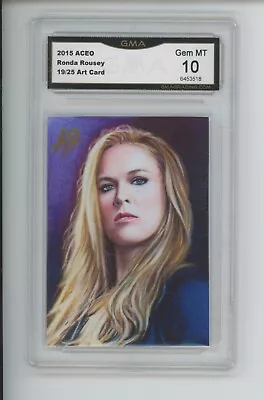 Ronda Rousey 2015 Aceo Art Card /25 Color Sketch Ufc Mma Graded 10 Gem Mint • $29.99