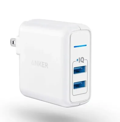 Anker PowerPort 2 Dual USB 24W Wall Charger Charging Power Adapter Foldable Plug • $10.99