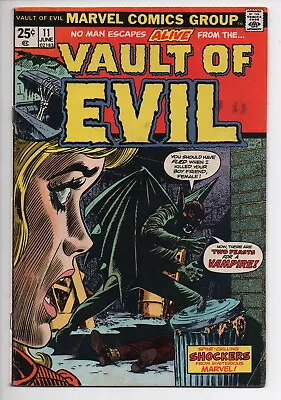 Vault Of Evil 11 Marvel Comic Book 1974 Vintage Macabre Two Feasts For A Vampire • $23.53