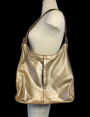 Hobo MARLEY Leather Zip Shoulder Bag Metallic Gold Dust • $79