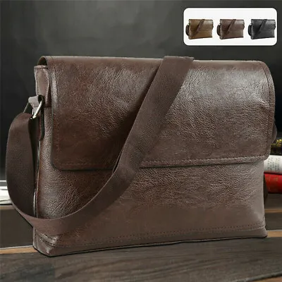 Mens Leather Bags Messenger Bag Shoulder Handbag Briefcase Satchel Cross Body UK • £11.96