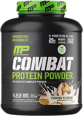 MusclePharm Combat Protein Powder Cookies 'N' Cream 4.2 Pounds 52 Servings • $91.99