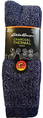 2-Pair Eddie Bauer Brushed Charcoal Thermal Crew Socks Navy • $15.29