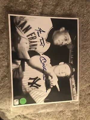 Mickey Mantle NY Yankees & Willie Mays Giant Autographed Baseball 8x10 Photo • $250