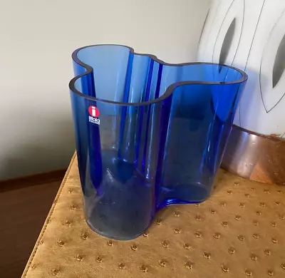 IITTALA Alvar Aalto 4 3/4” Cobalt Blue Small Vase Made In Finland READ • $88