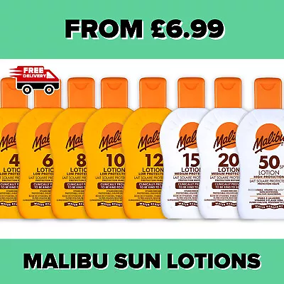 Malibu Sun Lotion Tanning Lotion Oils From Spf 2 To Spf 50 150ml 100ml 200ml  • £7.99