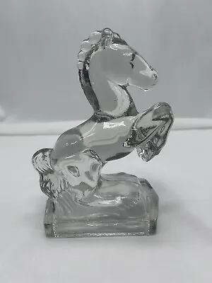 VTG Glass Rearing Horse Figurine Clear Bookend L E Smith Single 1940s EUC 7.5  • $11.99