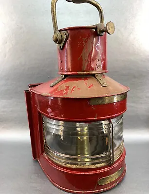 Antique Red Birmingham Lantern Ship Forward Masthead & Burner Lamp Light Copper • $150