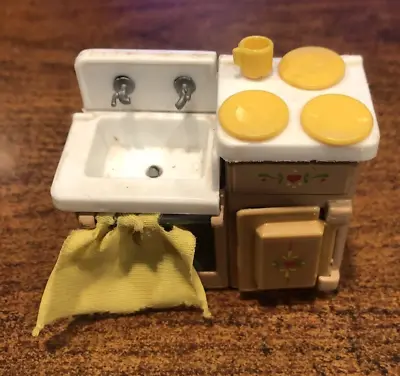 Vintage 1980 Mattel Littles Doll House Furniture Sink And Accessories • $6.75