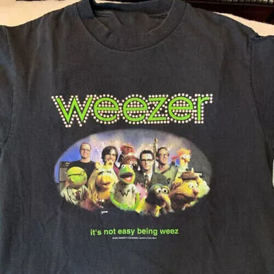 Rare Weezer Muppets Collaboration 2002 Black All Size Black Cotton T-Shirt • $6.25