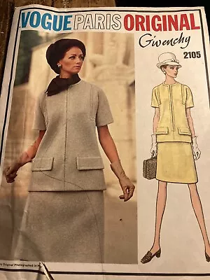 1960s Vogue Paris Original 2105 GIVENCHY  Dress Pattern With Label Sz 10 Cut • $18.99