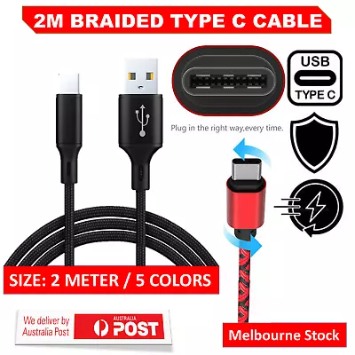 $1.47 • Buy 2 Meter USB To Type C Charger Cable 3A Fast Charging Lead Data Cord For Samsung