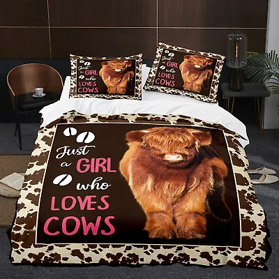 Cow Yak Girls Duvet Doona Cover Double Queen Square Bedding Set Quilt Cover • $78.99