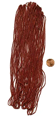 Vintage Antique Micro Seed Beads-13-14/0 Dark Paprika Brown Orange-6.5 Gram Hank • $6.45