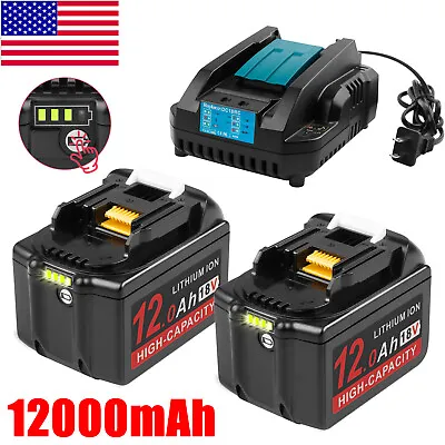 12.0Ah For Makita 18V Lithium-Ion Battery BL1830 BL1850 BL1860 LED / Charger NEW • $18.49