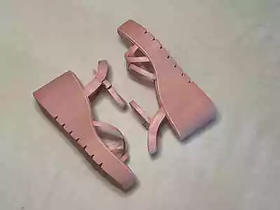 Pink Platform Wedge Strappy Sandals Toe Loop Madden Girl Women's Size 7.5M • $26.99