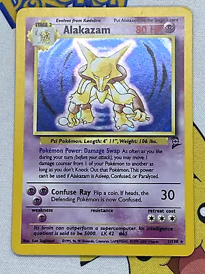 Pokemon Card Alakazam 1/130 Base Set 2  WOTC Vintage Original. • $40