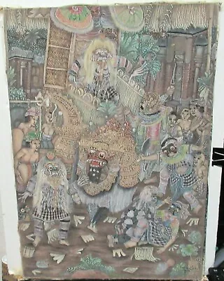 Imd Kacut Ubud Bali Original Acrylic On Canvas Cloth People Dragon Painting • $556