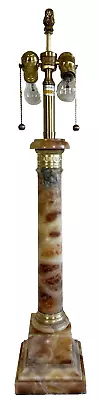 1960s Marbro Alabaster Ormolu Column Form Neoclassical Table Lamp • $545