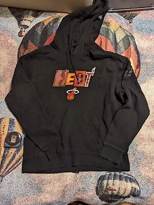 New Era Miami Heat Sweater Team Logo Hoodie Black NBA Hooded Mens Size XL • $29.88