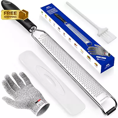 Lemon Zester Tool Grater With Handle Parmesan Cheese Sharp Premium + Cut Glove • $19.99