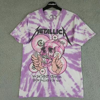 Metallica Shirt Womens Small Purple Tie Dye Shortest Straw Band Tee Rock Metal • $16.20