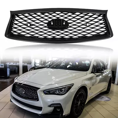 For 2018 19 20 2022 INFINITI Q50 JDM Front Bumper Upper Grille Gloss Black Grill • $49.99