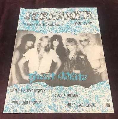 Screamer Magazine April 1988 Great White Faster Pussycat White Lion D'molls • $17.99